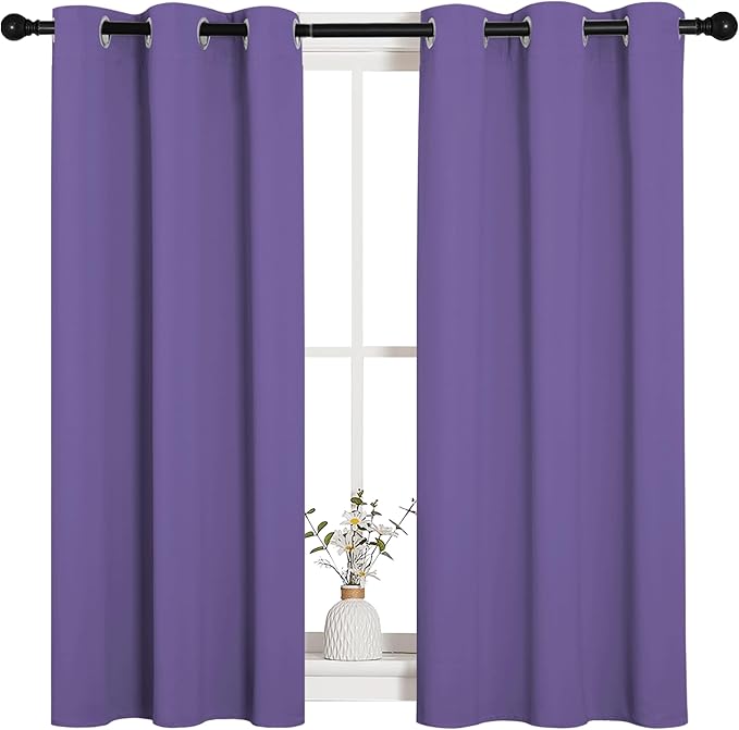 NICETOWN Bedroom Curtain Panels Blackout Draperies, Thermal Insulated Solid Grommet Blackout Curtains/Drapes (Lilac Purple, 1 Pair, 34 by 45-inch) - Image 2