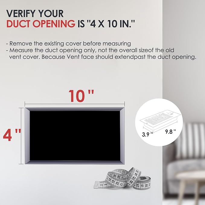 Quiet Register Booster Fan Fits 4" x 10" Register Holes, 10-Speed Smart Heating Cooling AC Vent Fan with Remote Control and Thermostat Control - White - Image 3