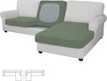 Easy-Going Stretch 3 Pieces Couch Cushion Covers for Sectional Sofa Left/Right L Shape Chaise Lounge Sofa Seat slipcover Anti-Slip Sofa Cover Soft (2 Seater + 1 Chaise, Greyish Green) by Easy-Going