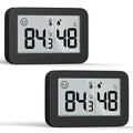 DOOMAY Mini Hygrometer Indoor Thermometer, Digital Humidity Gauge with Celsius Fahrenheit Switch Button,Humidity Meter Temperature Monitor for Babyroom Cellar Reptile Incubator Closet,2-Pack,Black by DOOMAY