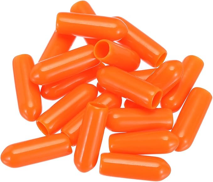 uxcell 20pcs Rubber End Caps 4mm(0.2") ID Vinyl PVC Round Tube Bolt Cap Cover Screw Thread Protectors,Orange - Image 4