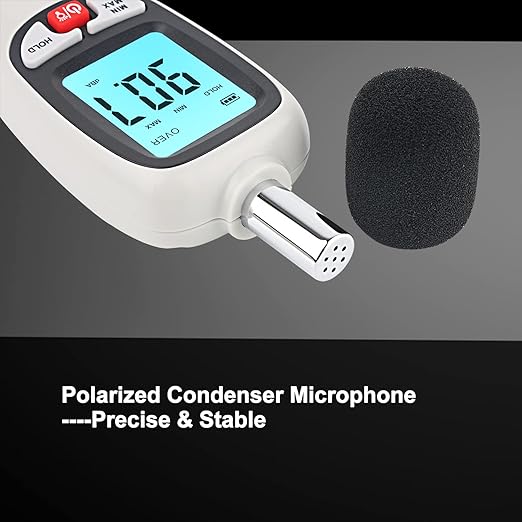 Decibel Meter Sound Level Reader 30-130dB(A), Hand-held Sound Noise Meter, Digital Noise Meter Decibel Monitoring Tester Calibrated Audio Noise Measuring Tool - Image 4