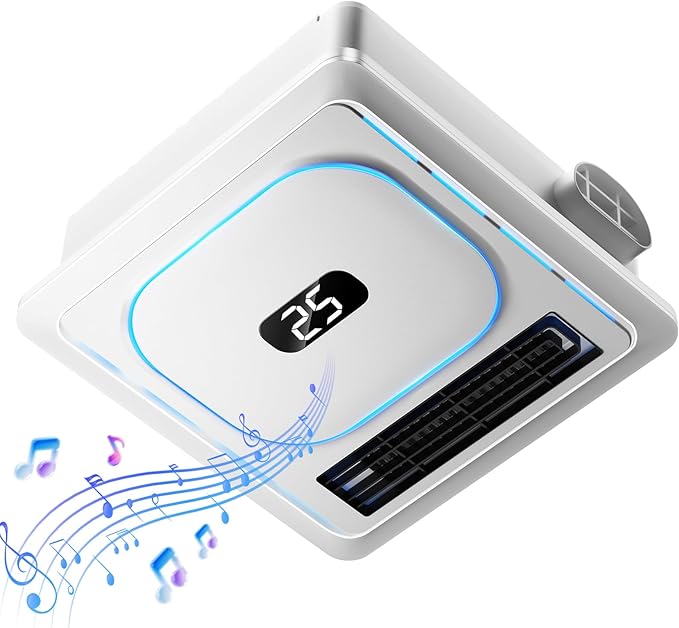 BSEED Bathroom Exhaust Fan with Bluetooth Speaker & Heater, 1800W Dual-Heat, 230 CFM, 3CCT+5-Color RGB Light, Negative Ion, Wall Control by BSEED