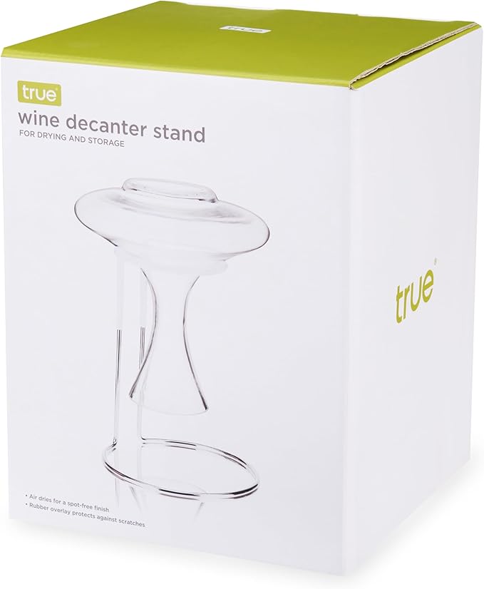 True Wine Decanter Drying Stand and Holder, Essential Accessory Glassware Rack for a Spot-Free Finish, Rubber Coating Protects Glass, Chrome Plated Iron - Image 5