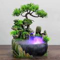 Tabletop Rockery Fountain Indoor Waterfall Bonsai Desktop Mini Rockery Water Fountain with Automatic Pump and LED Light, Home Office Bedroom Humidifier Desk Decorate (Style 1) by kunghei