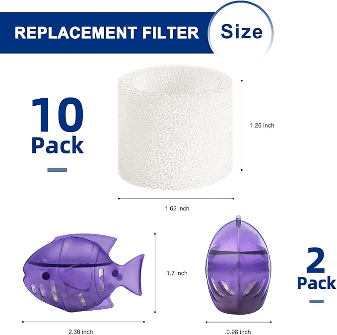 Top-Fill Humidifier Replacement Filter Compatible with Levoit Dual150 Dual200S Classic160 Classic300(S) LV600S LV600HH OasisMist450S OasisMist600S Superior 6000S - 10 Filters and 2 Clean Fish - Image 4