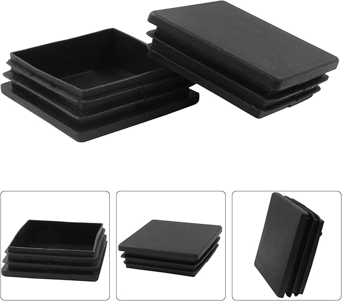 4 Pack 2-3/8" Square Plastic Plugs, Black Tubing End Caps Plugs Insert for Square Tube and Furniture Legs - Image 4
