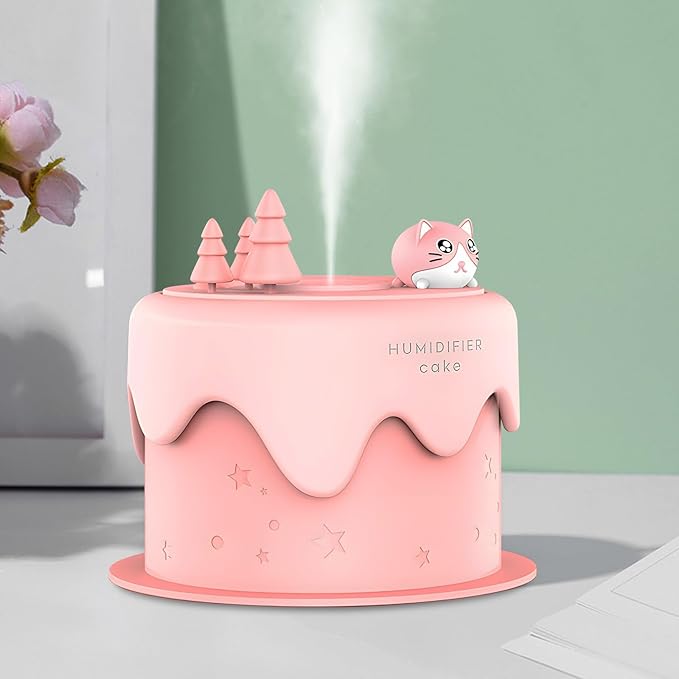 Cute Pet Humidifier, TV Humidifier, USB Plug in Use, Desktop Silent Spray, High Appearance Level Gifts (Pink Cat Cake) by WATSAVPUP