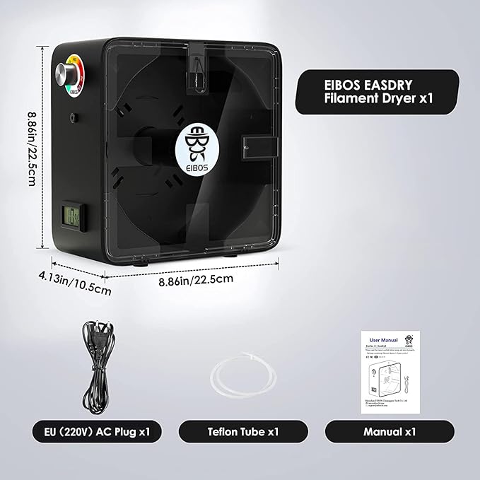 【EIBOS Official】 3D Printer Filament Dryer Easdry, 3D Printer Filament Dry Box with Fan, Adjustable Temperature, Humidity Control & Spool Holder, Compatible with 1.75mm 2.85mm 3.00mm Nylon, PLA, TPU - Image 9