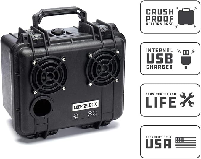 DemerBox: Waterproof, Portable, and Rugged Outdoor Bluetooth Speakers. Loud Sound, Deep Bass, 40+ hr Battery Life, Dry Box + USB Charging, Multi-Pairing Party Mode. Built to Last. (Barrow Black DB2) - Image 4