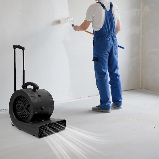 Commercial Floor Blower Dryer 750W, 3-Speed & 3-Angle Adjustable Air Mover, 20-120 Min Timer, Low Noise for Fast Drying Air Mover Blower Fan with Handle Wheelkit for Floor, Ventilation (16.4Ft Cord) - Image 5