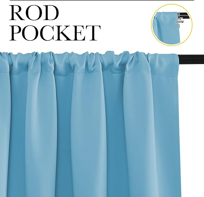 NICETOWN RV Blackout Curtains for Camper Windows, Teal Blue, 34" x 30", Set of 2, Kitchen Short Blackout Curtains & Drapes, Thermal Insulated Rod Pocket Window Treatment Draperies for Nursery - Image 2