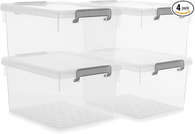 Citylife 22.2 Qt. Plastic Storage Bins with Lids Large Stackable Storage Containers for Organizing Clear Durable Storage Box, 4 Pack by Unknown