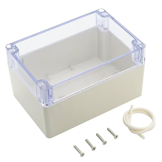 LeMotech ABS Plastic Junction Box Dustproof Waterproof IP65 Electrical Enclosure Box Universal Project Enclosure Grey with PC Transparent Clear Cover 6.3 x 4.3 x 3.5 inch(160 x110 x 90 mm) by LeMotech