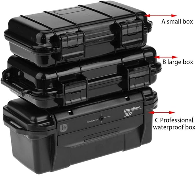 Tbest Outdoor Waterproof Shockproof Airtight Survival Box Storage Container Case Carry Box Black Dry Storage Box for Fishing Camping Hiking Outdoor Activities - Image 6