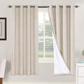 H.VERSAILTEX 72 inch Blackout Curtains, 100% Absolutely Blackout Thermal Insulated Textured Linen Look Curtain Draperies Anti-Rust Grommet Linen Curtains Blackout, 2 Panels, Natural by HVERSAILTEX