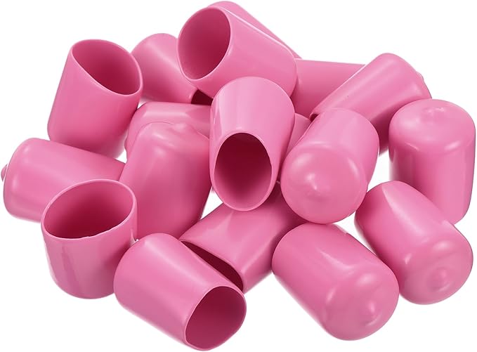 uxcell 20pcs Rubber End Caps 19mm(3/4 inch) ID Vinyl PVC Round Tube Bolt Cap Cover Screw Thread Protectors Pink - Image 4