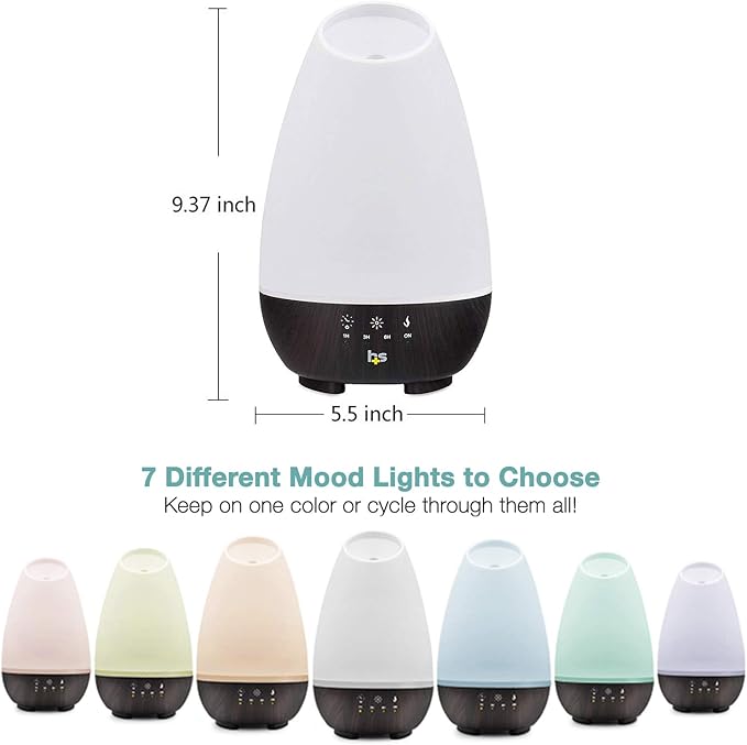 HealthSmart Essential Oil Diffuser, 500ML, Large Room Coverage | Adjustable Timer | Multiple Mist Modes | 7 LED Colors | Pack of 2 - Image 6