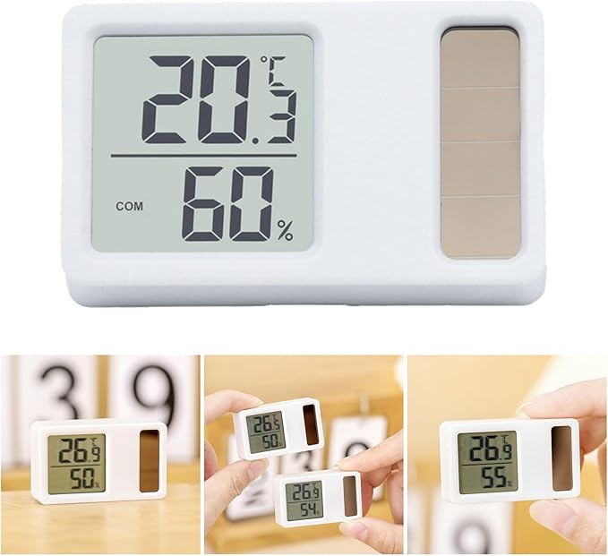 Thermometers Hygrometer Solar Power Desktop Temperature Humidity Meter Gauge With LCD Display For Home Baby Room Office - Image 2
