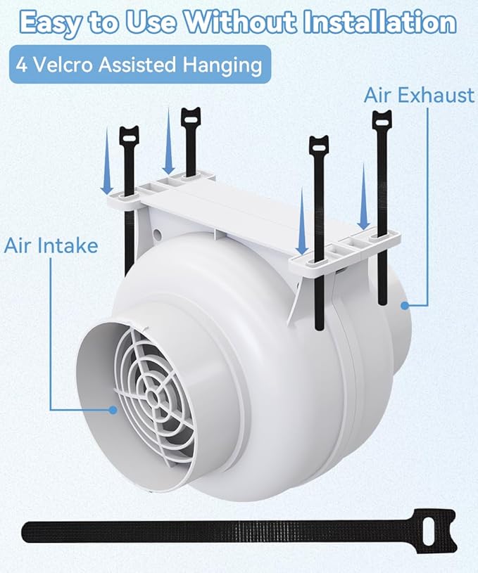 Artibear 3.5 Inch 168 CFM Inline Duct Ventilation Fan with 2 Speed Controller, Air Vent Blower for Hydroponic Grow Tent, Greenhouse, Workshop, Attics, Basement, Kitchens, White - Image 3