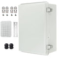Waterproof Electrical Box with Mounting Plate, IP67 Junction Box Stainless Steel Latch Hinged Grey Cover Project Enclosure with Wall Bracket and 2 Glands 14" x 10" x 6" by YETLEBOX