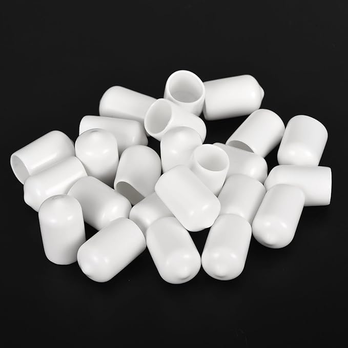 uxcell 20pcs Rubber End Caps 13mm ID Vinyl Round End Cap Cover Screw Thread Protectors White - Image 4