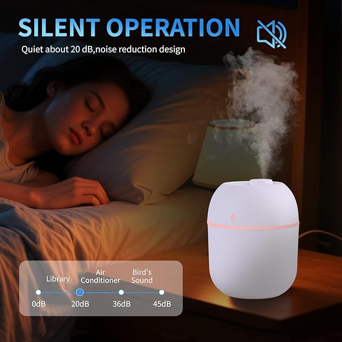 Portable Mini Humidifier Small Cool Mist Humidifier Personal Desktop USB Powered Super Quiet for Travel Car,Office,Baby Bedroom, Night Light, 2 Mist Modes, Auto Shut-off (blue) - Image 4