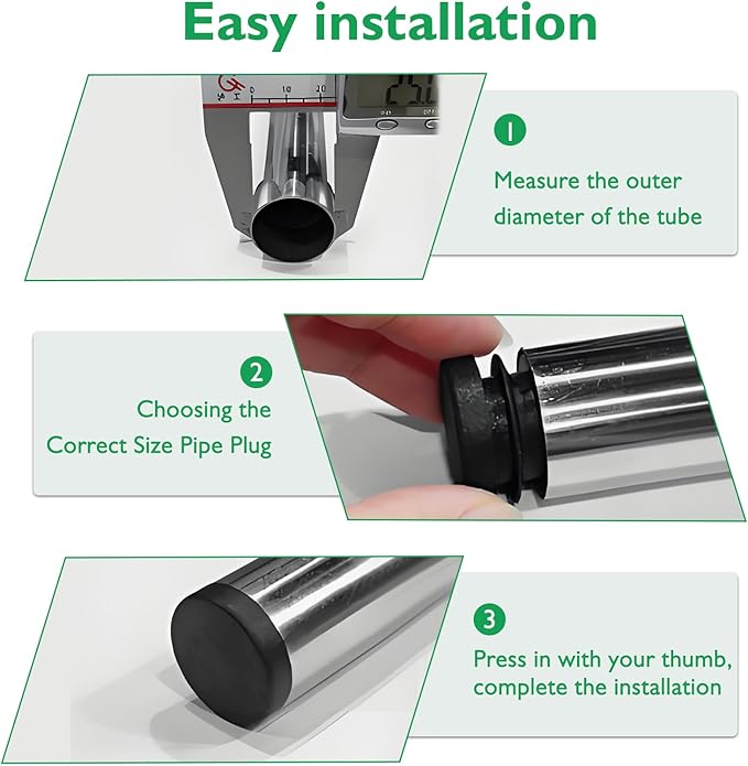 1-9/16"(40mm) Plastic Hole Plugs Black -Round Chair Leg Caps, Flush Mount Pipe Plugs, Tubing End Caps for Metal&Wood Legs Tube, Outdoor Furniture Feet caps,For pipe wall thicknesses of 1.5-4 mm,12 PCS - Image 4