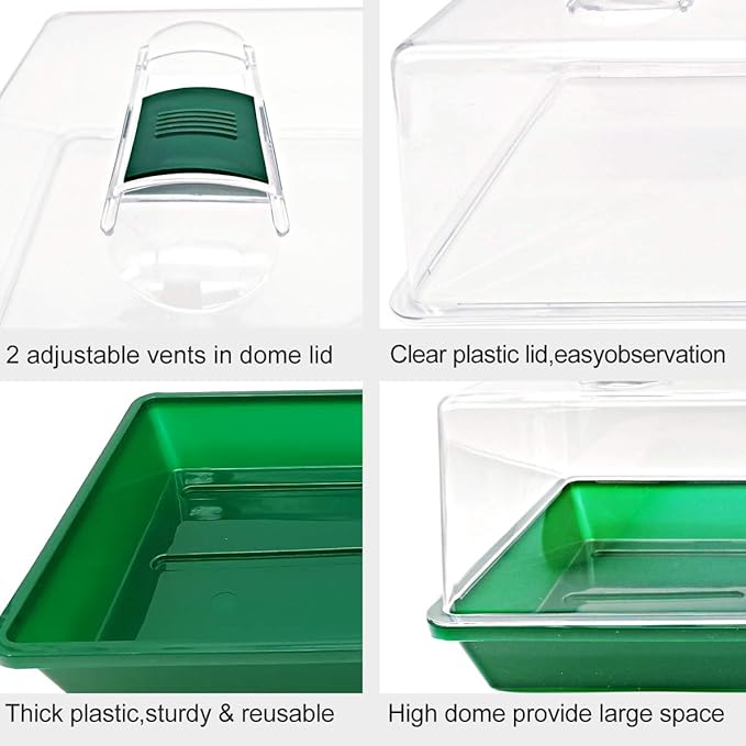 Propagator with Humidity Vents Domes,Heavy Duty Growing Tray Mini Greenhouse for Seedlings,Clones - Image 3