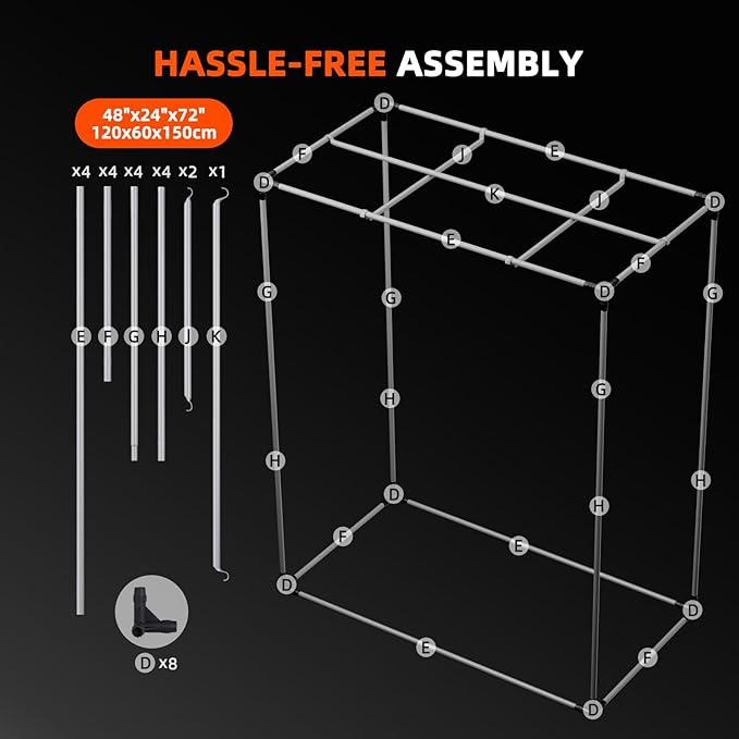 Spider Farmer 4x2 Grow Tent 2025 New, 48"x24"x60", with Hook for Controller and Power Strip, Enlarged View Window, 1680D Thicken Mylar Canvas for Indoor Hydroponic Growing for SF2000, SE4500, G4500 - Image 9