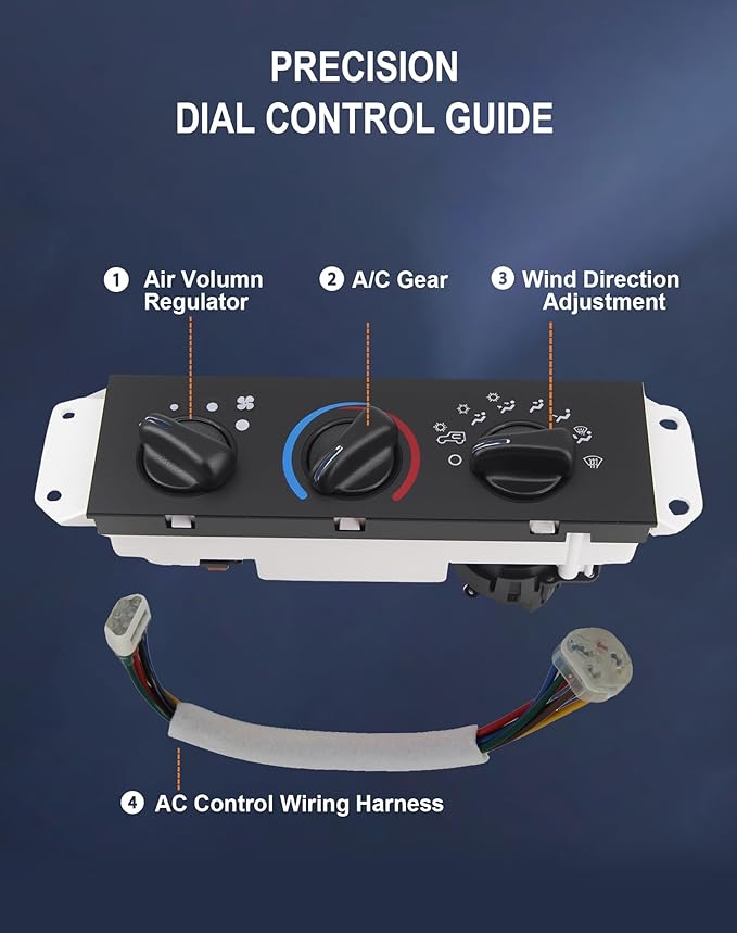 Flecto HVAC A/C Heater Climate Control Panel with Blower Motor Switch Compatible with 1999-2004 Jeep Wrangler TJ - Direct Replacement for OEM #55037473AB, BL101, HS-373, 55037473AA, 55037612AA - Image 4