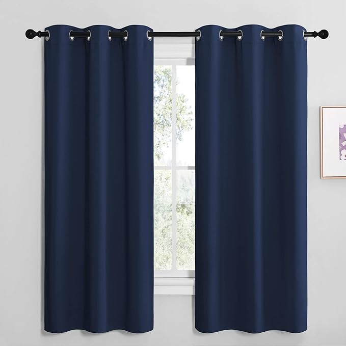 NICETOWN Blackout Draperies Curtains, All Season Thermal Insulated Solid Grommet Top Blackout Curtains/Drapes for Kid's Room (Navy, 1 Pair, 42 x 68 inches) by NICETOWN