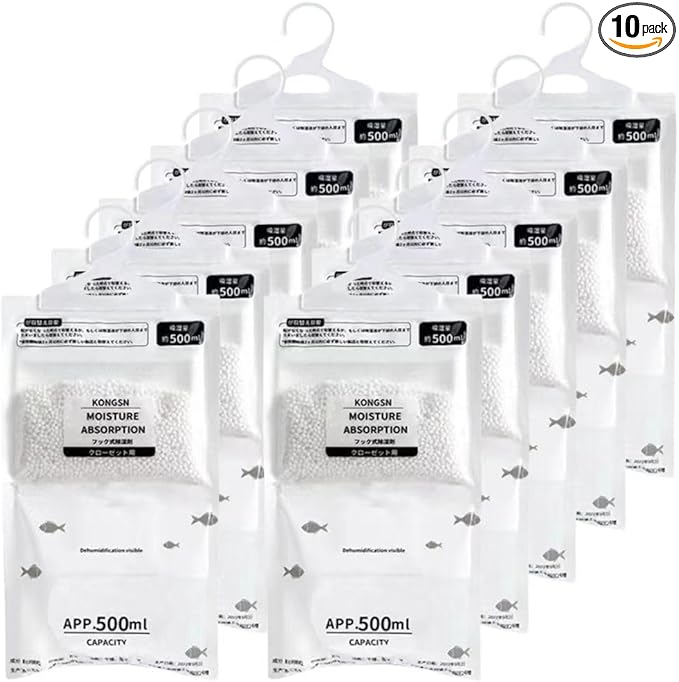 Moisture Absorbers Packets, Dehumidifier Bags, Hanging Moisture Absorber Bag, Humidity Packs,Closet Dehumidifier,Unscented Desiccant in Wardrobes, Bedrooms, Bathrooms,Kitchen(10 pack) by Unknown
