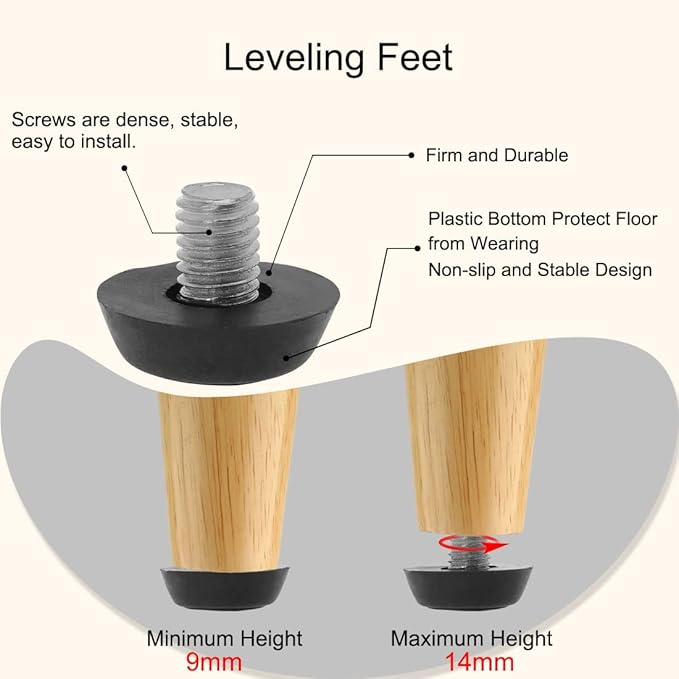 uxcell Metric M8 x 1.25 Furniture Glide Leveling Feet Adjustable Leveler Floor Protector for Table Desk Cabinet Leg 8 Pack - Image 4