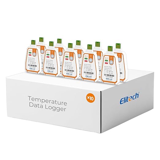 Elitech 10Pack USB PDF Data Logger Recorder Single-use Disposable, up to 120 Days Transportation, Temperature Monitoring Report -22～158℉ RC-17 by Elitech