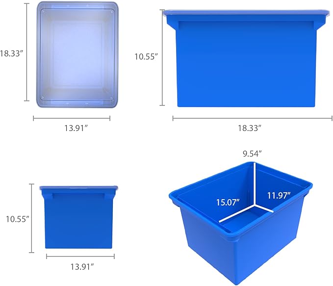 Storex Plastic File Tote, Letter/Legal Files, 18.5" X 14.25" X 10.88", Blue/Clear - Image 5