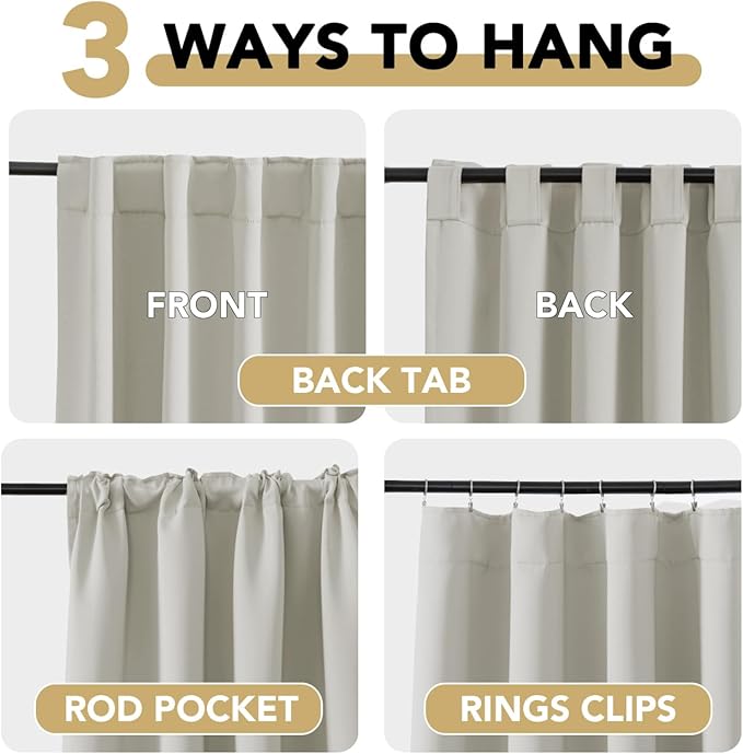 H.VERSAILTEX Blackout Curtains Thermal Insulated Window Treatment Panels Room Darkening Blackout Drapes for Living Room Back Tab/Rod Pocket Bedroom Draperies (2 Panels, Pale Oak, 52 x 72 Inch) - Image 4