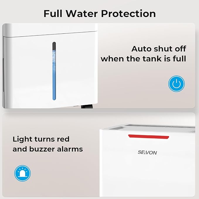 1500 Sq.ft Dehumidifier for Basement, SEAVON 21 Pint Dehumidifiers with Drain Hose for Home Large Room Bedroom Bathroom, Powerful Moisture Removal, Smart Humidity Control & Display, 24H Timer, 3 Mode - Image 7