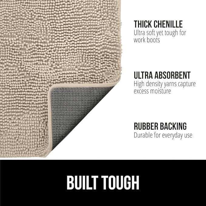 GORILLA GRIP SOAKSTOPPER Dog Door Mat, Machine Washable Rug Absorbent Doormat Captures Moisture Mud Dirt, Quick Dry Soft Chenille Entryway Rugs Indoor Entrance Mats for Dog Paws, 24x17 Beige - Image 2