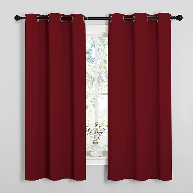 NICETOWN Burgundy Red Blackout Curtains 48 inches Length for Laundry Room, 2 Panels, 42" Wide, Thermal Insulated Decoration Drapes for Short Window by NICETOWN