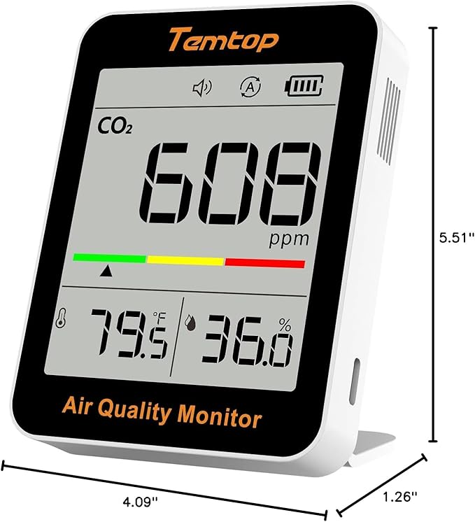 Temtop C1 Dual Pack CO2 Monitor Indoor Air Quality Monitor Portable CO2 Meter, CO2, Temperature, Humidity for Home, Office, School - Image 9