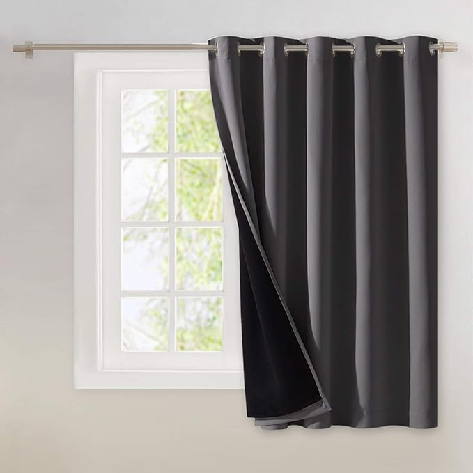 NICETOWN Total Shade Patio Door Curtain, Heavy-Duty Full Light Shading Sliding Door Drape Room Divider Curtain, Vertical Blinds for Window（1 Panel, 70 inches Wide x 63 inches Long, Gray by NICETOWN