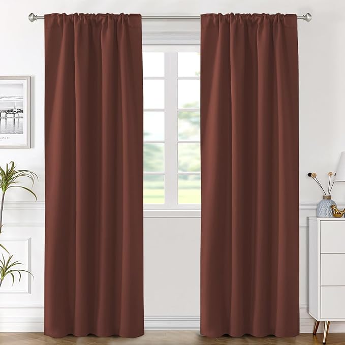 H.VERSAILTEX Blackout Curtains Thermal Insulated Window Treatment Panels Room Darkening Blackout Drapes for Living Room Back Tab/Rod Pocket Bedroom Draperies (2 Panels, Rust, 42 x 84 Inch) - Image 2