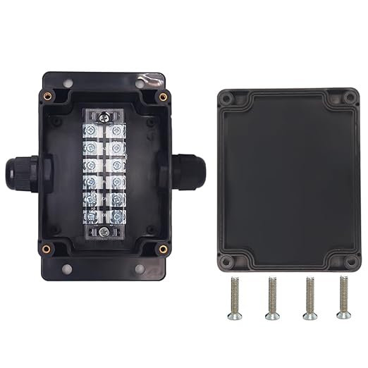 Watertight Junction Box, IP67 Waterproof Electrical Project Box with 6P 25A Barrier Terminals,1 in/1 Out Cable Glands Electronic Enclosure 4.53" x 3.54" x 2.17" by YETLEBOX