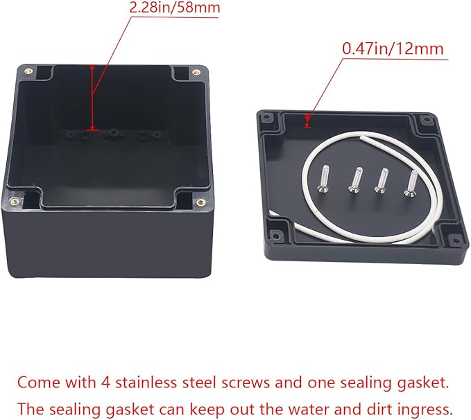 Project Box IP65 Waterproof Junction Box ABS Plastic Black Electrical Boxes DIY Electronic Project Case Power Enclosure 4.72x4.72x2.95 inch (120x120x75mm) - Image 4