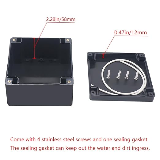 Project Box IP65 Waterproof Junction Box ABS Plastic Black Electrical Boxes DIY Electronic Project Case Power Enclosure 4.72x4.72x2.95 inch (120x120x75mm) - Image 4