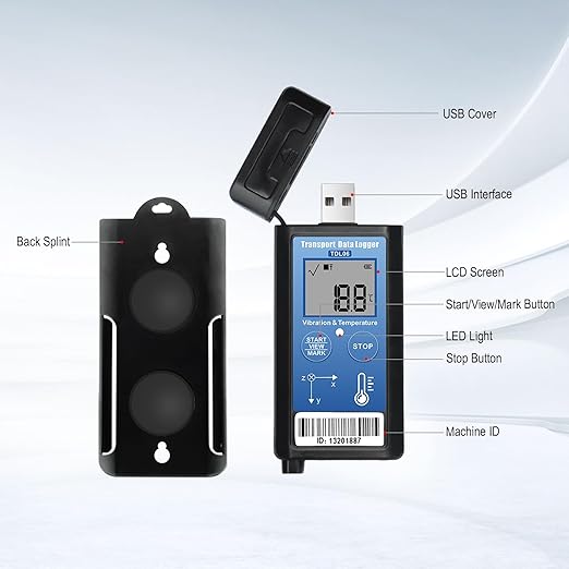 Tzone Vibration Data Logger 3-Axis Shock Datalogger USB with Temperature Recording,Digital Shipping Vibration Meter Recorder Transport Logger for Shock Sensitive Goods Monitor,Auto Report 34560 Points - Image 8
