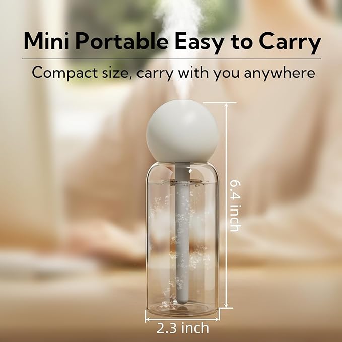 Portable Small Humidifier Dual Nozzle - Large Cool Mist Humidifiers Double Spray Ports, Water Shortage Protection, Ultra-Quiet, Mini Humidifier for Bedroom Plants Office Car Travel (P06) - Image 7