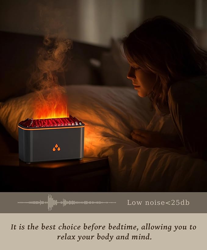 Essential Oil Diffuser, Flame Air Aromatherapy Diffuser, 7 Color Changing Light, Aromatherapy Humidifier with Auto Shut-Off for Home, Bedroom, Yoga, Spa(Black) - Image 3