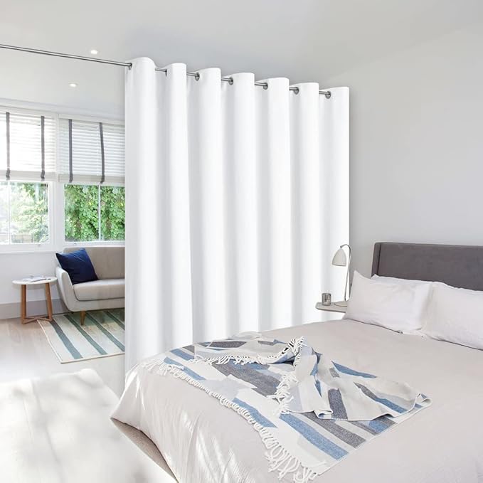 NICETOWN Wall Curtain for Bedroom, Room Divider Curtain for Doorways, Vertical Blind for Sling Door, Privacy Sound Reduction Curtains Room Dividers for Patio (White, 1 Panel, 8ft Tall x 8.3ft Wide) by NICETOWN